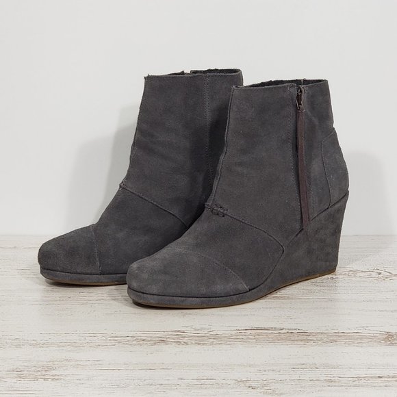 Toms Shoes - Toms Grey Suede Wedge Booties Women's Size 10